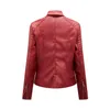 Veste en similicuir femme femme Moto Biker fermeture éclair printemps automne Moto manteau rouge noir jaune rose marron marine gratuit 230822