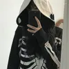 Herrtröjor amerikanska retro blekt skalle zip up hoodie halloween anpassad rolig hiphop streetwear män kvinnor långärmad blixtlåsjacka