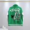 Herenjacks Heren Jackets 2021 Modemerk Men Jacket L Vintage Loose Long Sleeve Green Baseball Man's Hip Hop Autumn Varsity J230822