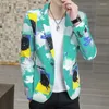 Men's Suits 2023 Fashion Brand Men Casual Blazers Autumn Irregular Printing Trend Coat Business Wild Plaid Tie-dye Jacket
