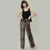 Frauen Nachtwäsche Frühling Sommerweste Pantpyjamas Anzug weiblich Leopard Casual 2pcs Homewear Lose Intim Comfort Nachtwäsche