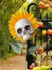 Inne imprezy imprezowe Halloween Słoneflower Skull Dekoracja ogrodu na zewnątrz fałszywe posągi kwiatowe ornament 230821