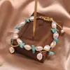 Bracelets de charme Vintage Mode En Acier Inoxydable Naturel Perle Femmes De Luxe Turquoise Bracelets Bijoux Accessoires Week-end Cadeau 230821