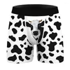 Underbyxor Mens roliga boxare Borrar humoristiska underkläder 3D Animal Cow Printed Novelty Boxer Shorts Manliga Bekväma trosor