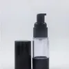 15 ml 30 ml 50 ml tom svart luftlös pump dispenser flaska påfyllningsbar lotion grädde vakuum spray flaska qqkjs