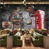 Duvar Kağıtları Özelleştirme 3D Duvarlar İçin Duvar Kağıdı Avrupa ve Amerikan Retro Nostaljik Londra Telefon Booth Cafe Restoran Resim
