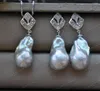 Boucles d'oreilles pendantes Z12424, 23mm, baroque gris, Keshi Reborn, perle, pendentif CZ