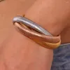 Bangle roestvrij staal PVD GOUD VERPLAATSEN ZILVEREN Kleur Gemengde 3 lagen gewikkeld armbanden armbanden voor vrouwen elastische ketting