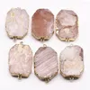 Hangende kettingen 4 stks/lot natuursteen ovaal rooskwarts sectie mineraal genezing goud vergulde rand ketting charmes diy sieraden groothandel