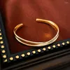 Bangle Real Gold Plated Three-Layer Open Armband Korean Style Minimalist Personality Fashion Design Feel For Women Jewelry