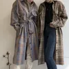 Damen Wolle Mischungen Frauen Winter lang elegantes Hemdmantel Hülle Plus Größe Wollplaid Outwear Vintage Autumn Jacke Cloak 230822