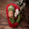 Dvotinst Newborn Baby Photography Props Christmas Green Red Santa Clause Hat Romper 2pcs Outfits Set Studio Shooting Photo Props HKD230823