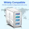 3.1a 4 Ports USB -Quick -Ladegerät Schnelllade EU US UK Stecker QC 3.0 Wandladung für iPhone 14 13 12 Samsung Xiaomi Travel Tragbares Mobiltelefon Ladegerät Ladeadapter