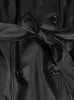 Womens Leather Faux Nerazzurri Spring Autumn Long Waterproof Black Soft Pu Trench Coat for Women Belt golvlängd Lyxig överrock 230822