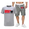 Tracksuits voor heren Twee -stuk sportkleding Shortsleeved casual t -shirt en spanschop shorts gorilla zomer katoenpak 230822