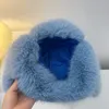 Beanie/Skull Caps Blue Imitation Marten Fur Bomber Hats för kvinnor Plush Fluffy Windproof and Cold Proof Warm Ear Protection Hat Winter Beanies Hat 230822