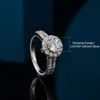 Wedding Rings 925 Sterling Silver 2 Carat Encrusted Round Bag Ring Fashion Trend Design Sense Of High End Light Luxury Niche Lady 230822