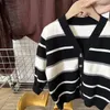 Pullover Boys Sweater Spring Autumn Kids Knitwear Style Cardigan Cardigan Striped Coat 2023 Nasual Disual Simple 230823