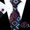 Bow Ties Black For Men Silk Slips Set Pocket Square Cufflinks 3st Suit Randiga Mens Tie Handkakor Manschett Länkar Party Wedding