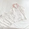 Женская одежда для сна Ледяная шелк пижамы для женщин летние короткие рукава тонкая японская милая белая домашняя одежда