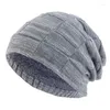 Bérets hiver tricoté Baggy Beanie chapeau pour hommes doublure de fourrure épais chaud Ski Slouchy Cap Bonnet unisexe extérieur Skullies chapeaux décontractés