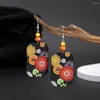 Boucles d'oreilles pendantes en acrylique pour femmes, Style propice, Vintage, couleur assortie, fleur, produit esthétique, tendance, bijoux pour filles