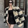 Damen Wolle Mischung Korean Plaidanzug Mantel Frauen Jacke Herbst Winter Lose Temperament Schwere Wollkleidung Za Mode Y2K 230822