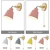 Wall Lamp Nordic Indoor Lamps DIY E27 Wooden 6 Colors Zip Switch 350° Lights For Home Bedroom Living Room Aisle Sconce Blub Dec