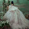 Seksowna ukochana księżniczka sukienki na imprezę Prom Sukienki Quinceanera Applique 3D Flowers Tull Ball Suknia Słodka 15 16 Sukienka Brewnik dla dziewcząt
