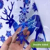 Adesivi per finestre kizcozy blu pittura albero di buon Natale con campane film decorativo per soggiorno impermeabile