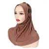 Ropa étnica Ramadán Eid Mujeres musulmanas Hijab instantáneo Gorros interiores Turbante Sombreros Jersey Bufanda Bufandas árabes islámicas Malasia Headwear Wraps