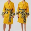 Heren slaapkleding heren dames thuis gewaden sjaal kraag katoen zacht pluizig designer merk luxe vintage bathrobe pyjama's unisex liefhebbers kleedjurk 1414