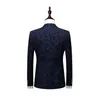 Erkekler Baskı Marka lacivert Mens Flowal Blazer Tasarımları Erkek Paisley Blazer İnce Uygun Takım Ceket Erkekler Düğün Smokin 3PC216E