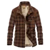 Giacche da uomo Y2K Autumn Witner Fleece Calmi uomini camicie a plaid pura lana di cotone all'interno di addensare camicia da uomo della moda militare da uomo militare