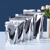 1000 pcs/lot aluminium folie voedselverpakkingszakken warmteafdichting opstaan ​​zakje voedsel ritssluiting opbergzakken voor koffieboon poeder snacks