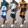 Men's Tracksuits Men Summer Outfit Beach Short Sleeve Printed Shirt Suit Pants With Pockets Mens Jacket Dress