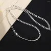 Chains 925 Silver Color 16-30 Inches Exquisite 4MM Sideways Chain Necklace For Women Lady Men Fashion Party Wedding Jewelry Gifts