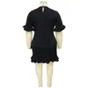 Casual Dresses 2023 Summer Bohemian Dress Women Short Sleeve Mini O-Neck Slim Plus Size Clothing
