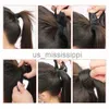 Synthetic Wigs Ponytail Human Hair Wrap Around Body Wave Brazilian Remy Hair 1624 Inches Clip Ins Natural Color Wavy Hairpiece x0823