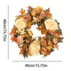 Decorative Flowers Artificial Fall Wreath Autumn Maples Leaf Peony 15.75inch Harvest For Decor