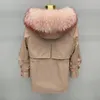 Pelliccia da donna donna inverno paraks giovane temperamento rimovibile collare collare collare con cappuccio con cappuccio a metà manica lunga