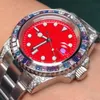 Diamond Mens Watch Automatic Mechanical Movement 40mm rostfritt stål Strap Montre de Luxe Fashion Wristwatch Red Watches