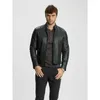 Chaquetas De Hombre Chaqueta De Cuero Negra Elegante Slim Fit Biker Tendencias De Moda Hombres