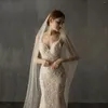 Bridal Veils V639 Vintage Soft Tulle Pearl Veil One Layer Party Sex Long Cathedral Wedding And Accessories