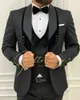 Kostiumy męskie kostium homme mariage formalny moda czarne szczupłe garnitury dla mężczyzn 3 -częściowy garnitur ślubny groom Tuxedo najnowszy projekt spodni 230822