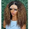 Peruvian 200Density Kinky Curly Ombre Golden Brown Remy Human Hair Wigs With Natural Hairline Glueless 360 Spets Wigs Baby Hair 41