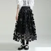 Skirts Retro A- Line Skirt Women Large Swing 2023 Summer Design Three-dimensional Wave Dot High Waist