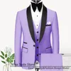 Men's Suits G&N Suit Mint Pink Khaki 3 Piece Fit Costume Homme Shawl Lapel Blazer Tuxedo Party Wedding (Blazer Vest Pants)