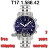 New 2016 All-Steel Strap Chronograph Mens Watch Sapphire Glass Model T17 1 586 52 100% original Swiss ETA Movement T17158652 T256P