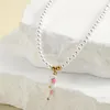 Colares pendentes engraçados brancos magia pimenta estrelas imitação colar de pérola para feminino colarinho de aço inoxidável clasp ouro coloração grátis compras